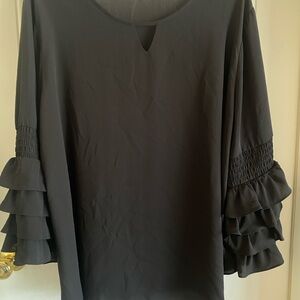Elegant Black Ruffle Sleeve Top